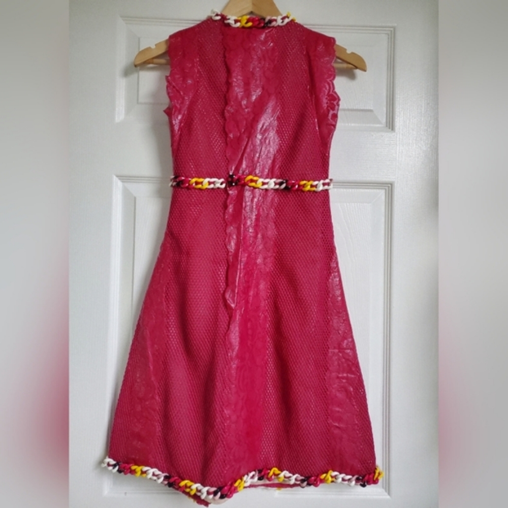 Gianni Versus Versace Pink Sleeveless Dress Size IT 38/ XS w Chain Detail - Picture 3 of 15